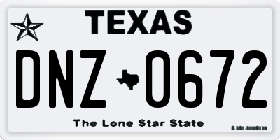 TX license plate DNZ0672