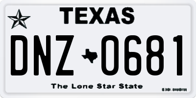 TX license plate DNZ0681