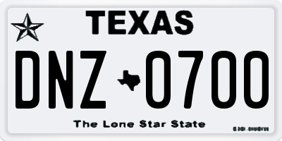 TX license plate DNZ0700