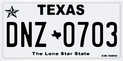 TX license plate DNZ0703