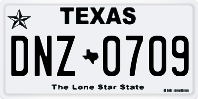 TX license plate DNZ0709