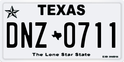 TX license plate DNZ0711