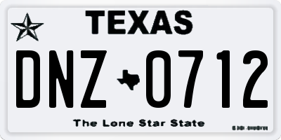 TX license plate DNZ0712