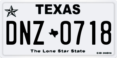 TX license plate DNZ0718