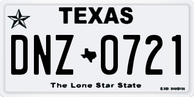 TX license plate DNZ0721