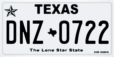 TX license plate DNZ0722