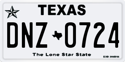 TX license plate DNZ0724