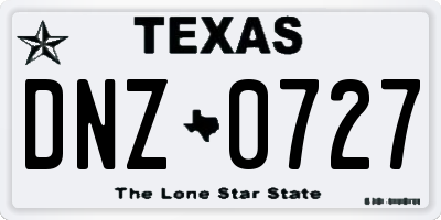 TX license plate DNZ0727