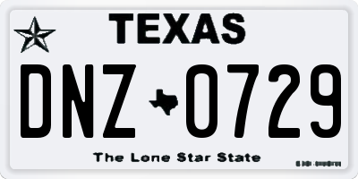 TX license plate DNZ0729