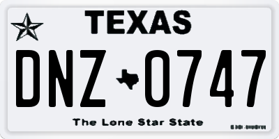 TX license plate DNZ0747