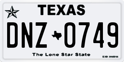 TX license plate DNZ0749