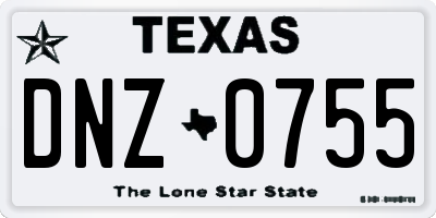 TX license plate DNZ0755