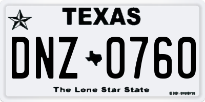TX license plate DNZ0760