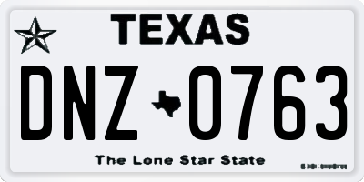 TX license plate DNZ0763