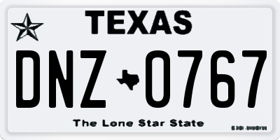 TX license plate DNZ0767