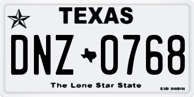 TX license plate DNZ0768