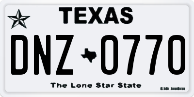 TX license plate DNZ0770