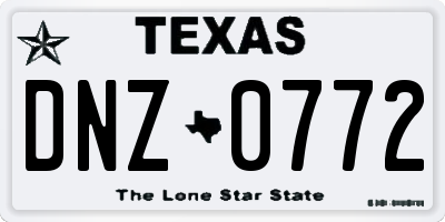 TX license plate DNZ0772