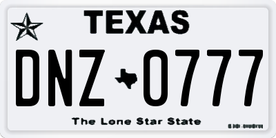 TX license plate DNZ0777
