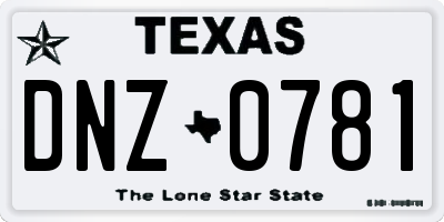 TX license plate DNZ0781