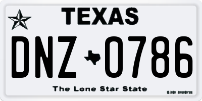 TX license plate DNZ0786