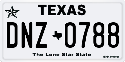 TX license plate DNZ0788