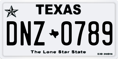 TX license plate DNZ0789