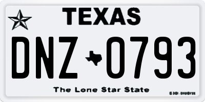 TX license plate DNZ0793