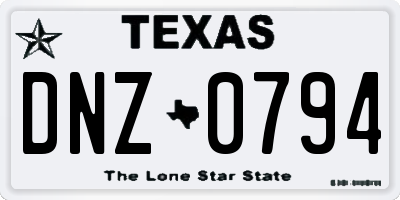 TX license plate DNZ0794