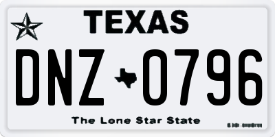 TX license plate DNZ0796