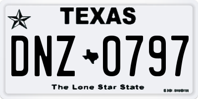 TX license plate DNZ0797