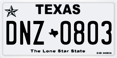 TX license plate DNZ0803