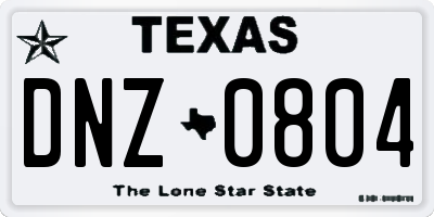 TX license plate DNZ0804