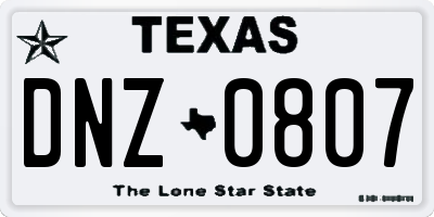 TX license plate DNZ0807