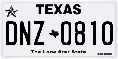 TX license plate DNZ0810