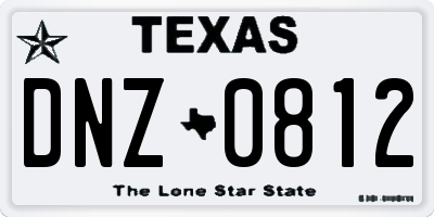 TX license plate DNZ0812
