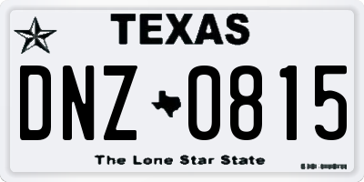 TX license plate DNZ0815