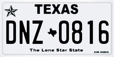 TX license plate DNZ0816
