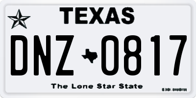 TX license plate DNZ0817
