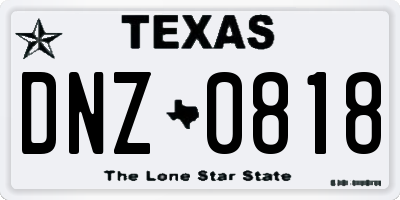 TX license plate DNZ0818