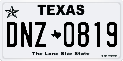 TX license plate DNZ0819