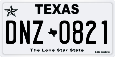 TX license plate DNZ0821