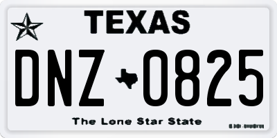 TX license plate DNZ0825