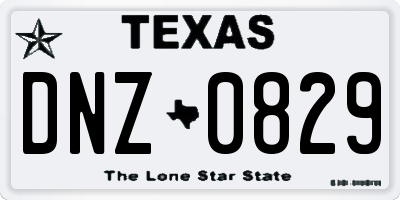 TX license plate DNZ0829