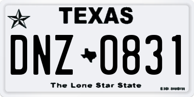 TX license plate DNZ0831