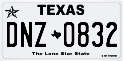 TX license plate DNZ0832