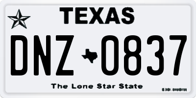 TX license plate DNZ0837