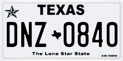 TX license plate DNZ0840