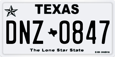 TX license plate DNZ0847