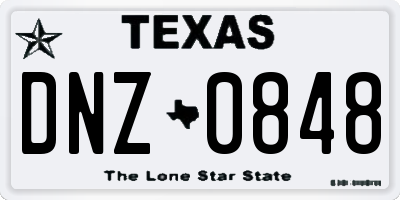 TX license plate DNZ0848